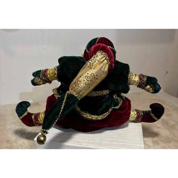 Vintage Santa Draft Stopper Elf Feet Figurine Red & Green Velvet Outfit Christma - Picture 9 of 9